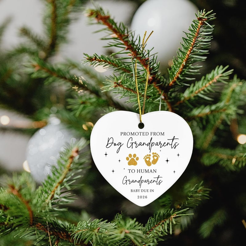 SUCHAGIFT Grandparents Gifts - First Time Grandparents Gifts for Grandma Grandpa - Baby Pregnancy Announcement Ornament for Grandma Grandpa, Promoted from Dog Grandparent to Human Grandparent Ornament - Image 4
